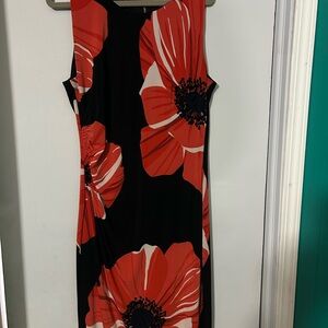 Tommy Hilfiger Red and Black Floral Midi Dress